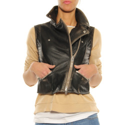 Leather vest D.r.o.w.s black